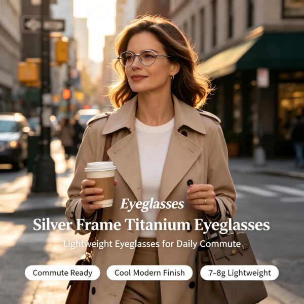 Oval Titanium Frame worn by a model