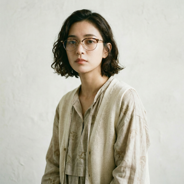 Light and understated, the KV-34 pairs pure titanium worn by a model
