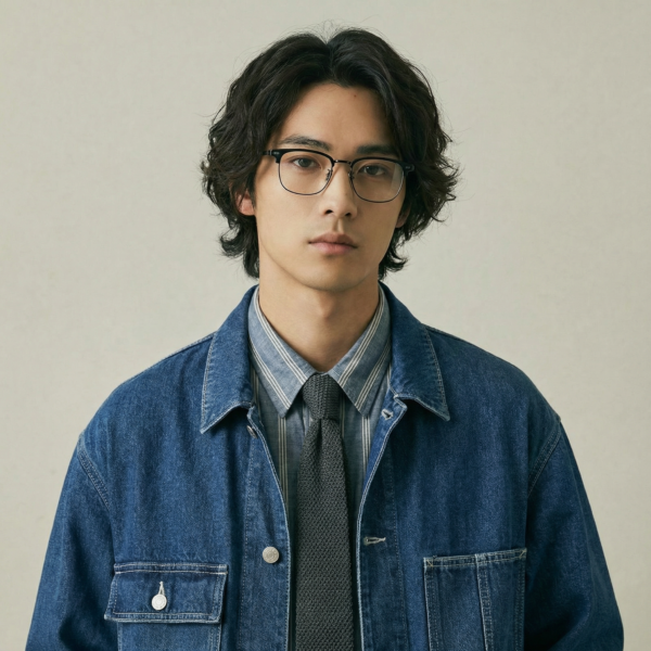 Smart and structured, this pure titanium browline frame worn by a model