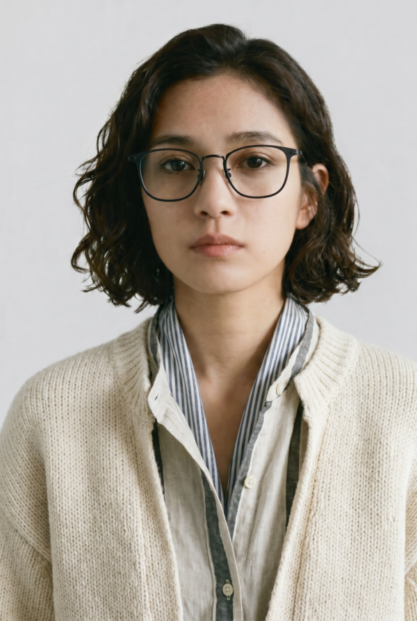 Handcrafted and ultralight, the HF503M pairs slim pure worn by a model